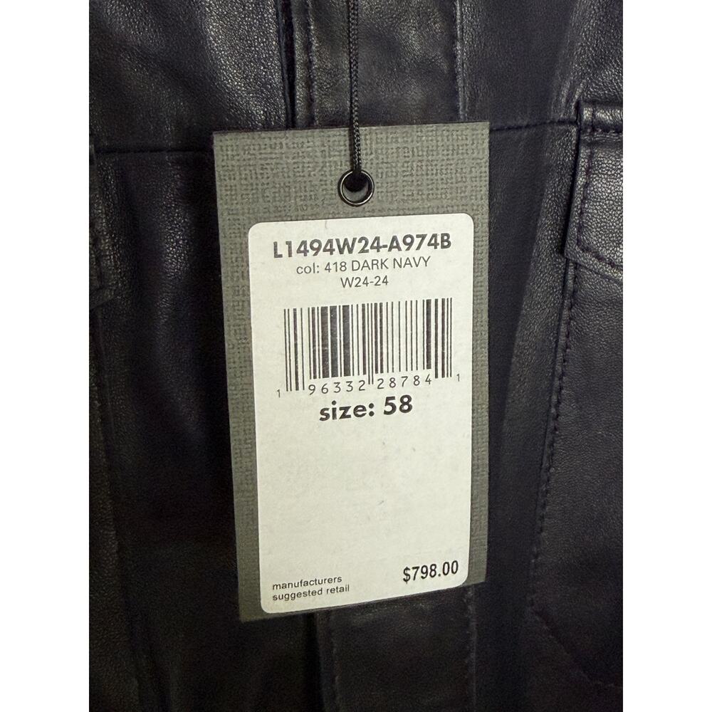 JOHN VARVATOS Travis Leather Shirt Jacket Dark Navy Blue Sz 58/US XL NWT $798 - Picture 9 of 10